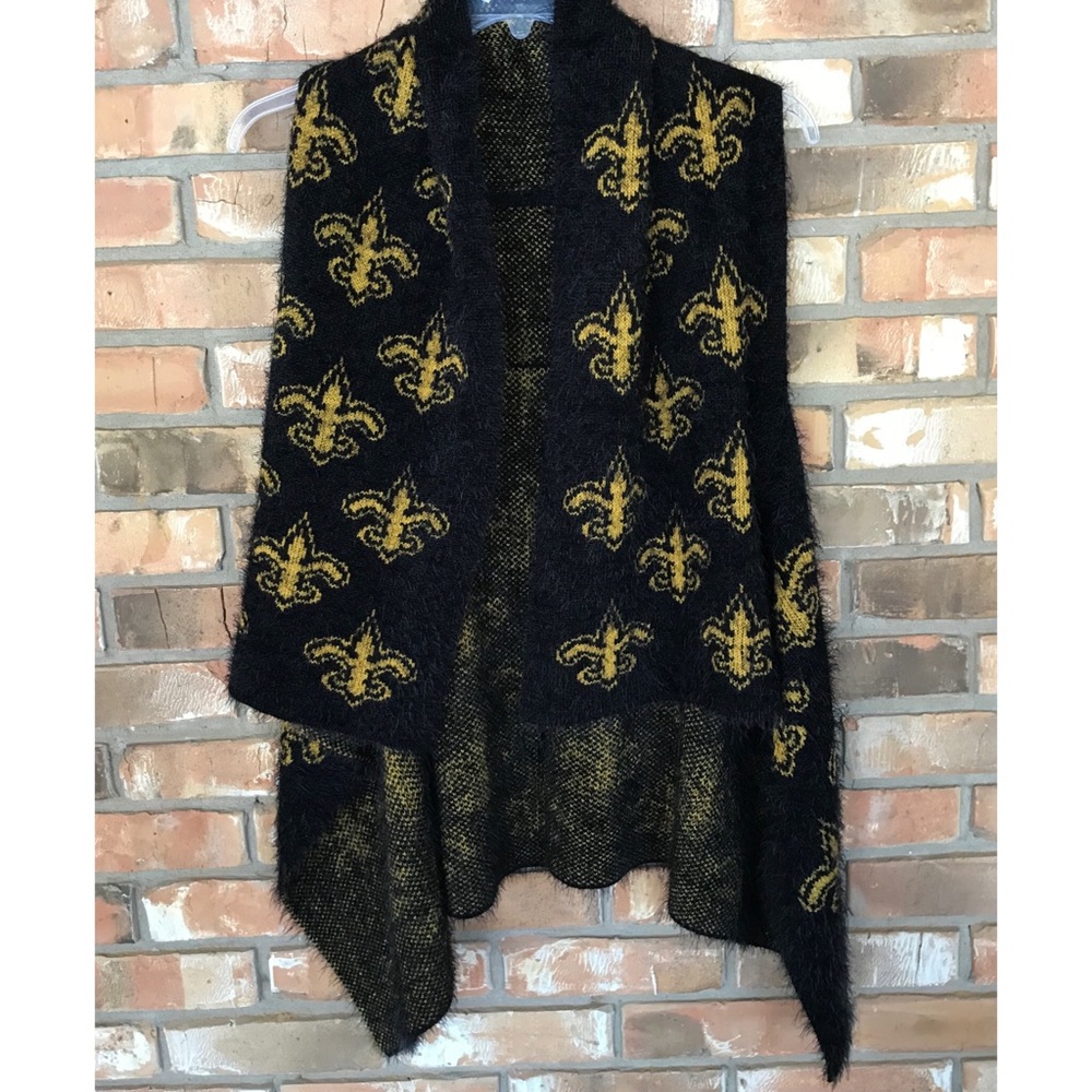 Fleur De Lis Women’s Black and Gold Vest One Size